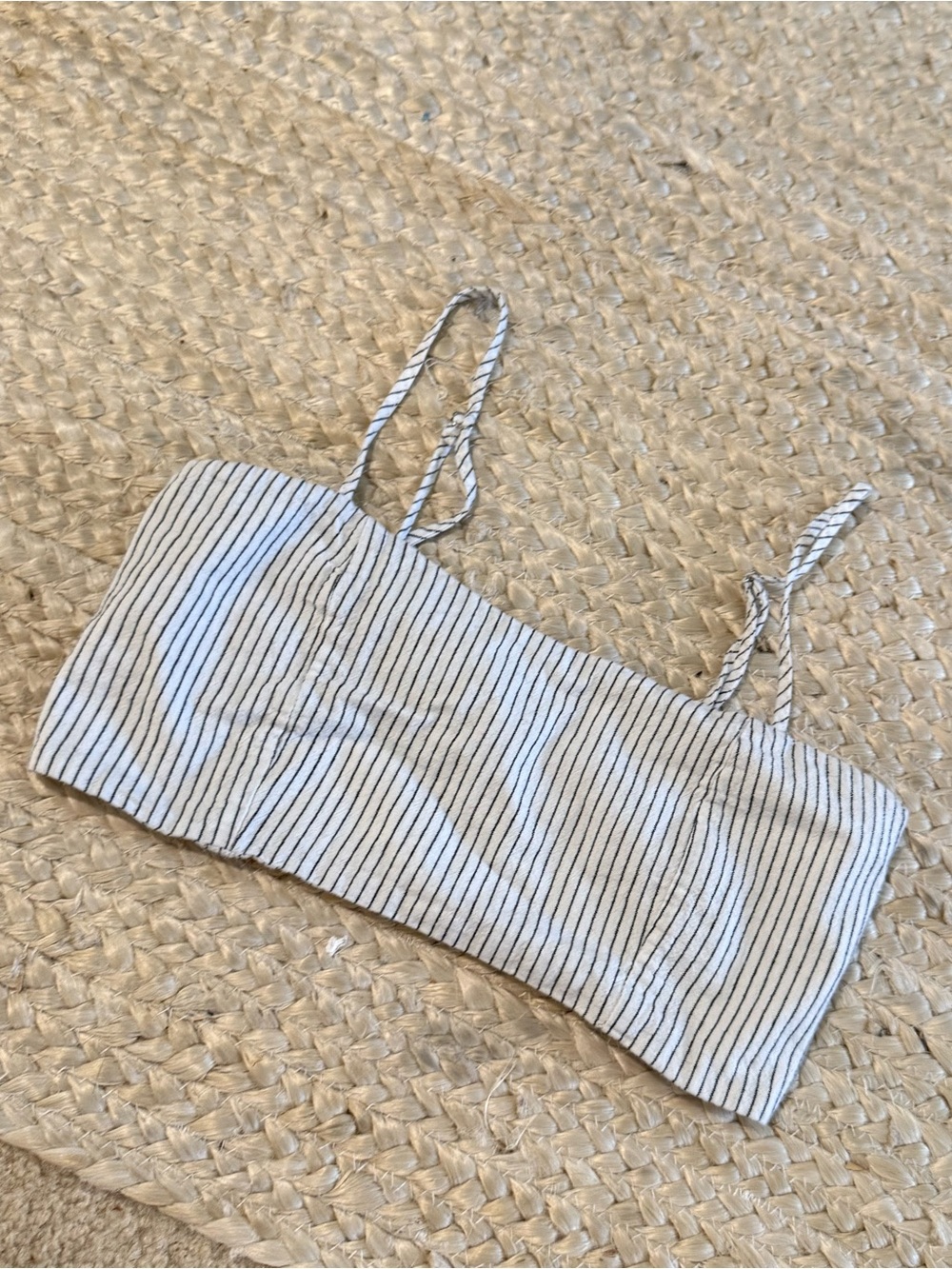 Brandy Melville John Galt Striped Bandeau Crop Top with Spaghetti Straps small